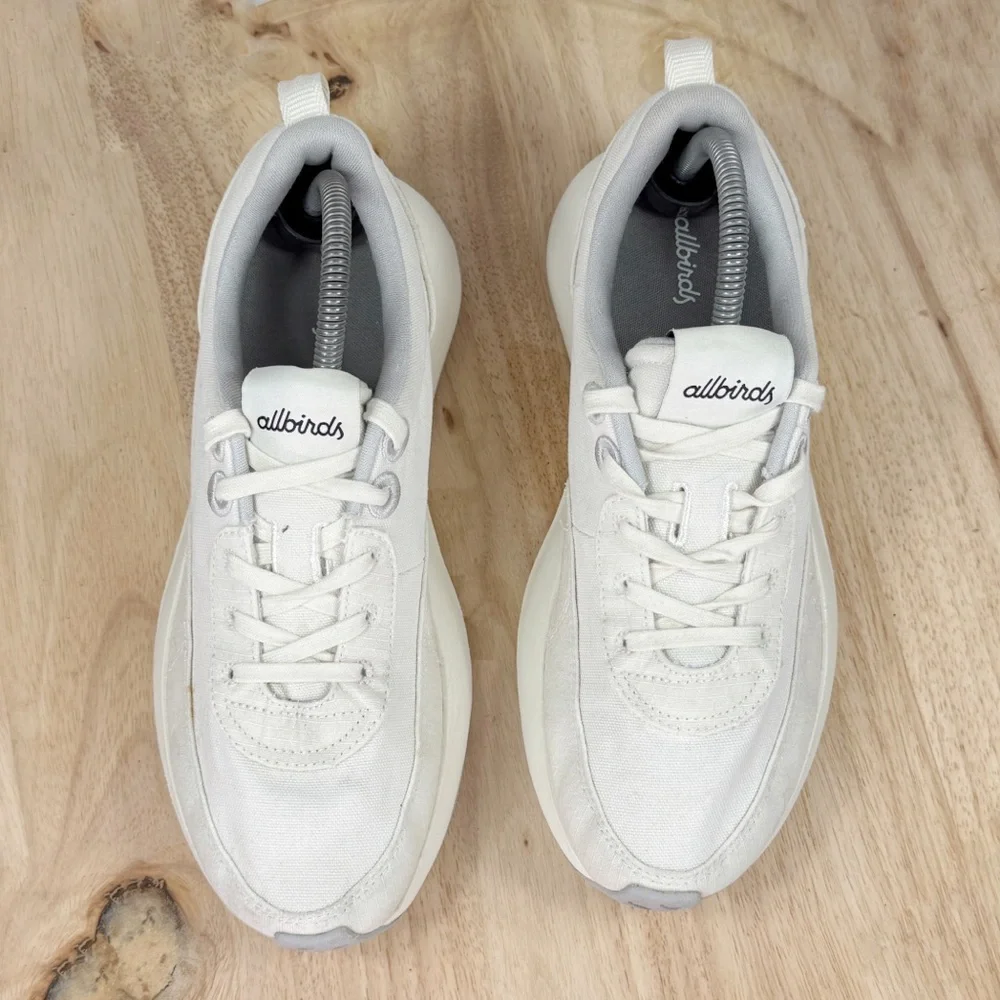 Allbirds Courier Lace Up Canvas Running Shoes Sneakers Blizzard White Womens 10‎